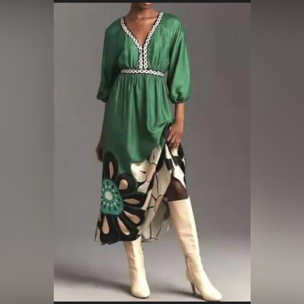 FARM Rio Green Maxi Dress with Floral Design - Picture 4 of 4